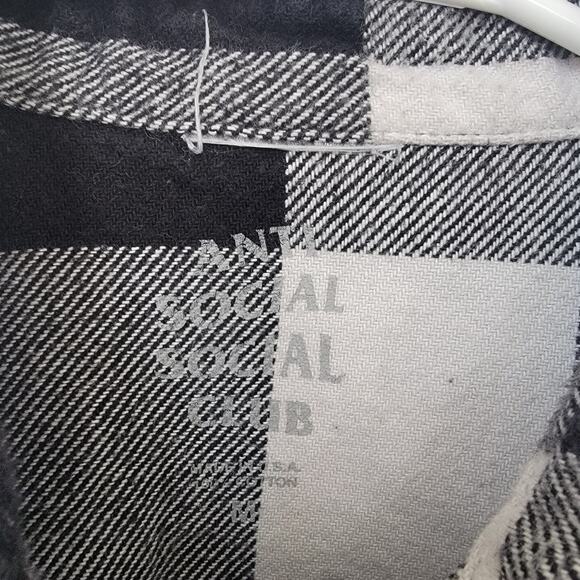 Anti‎ Social Social Club Sz Medium Flannel Plaid Button Up Long Sleeve Casual - Picture 5 of 9